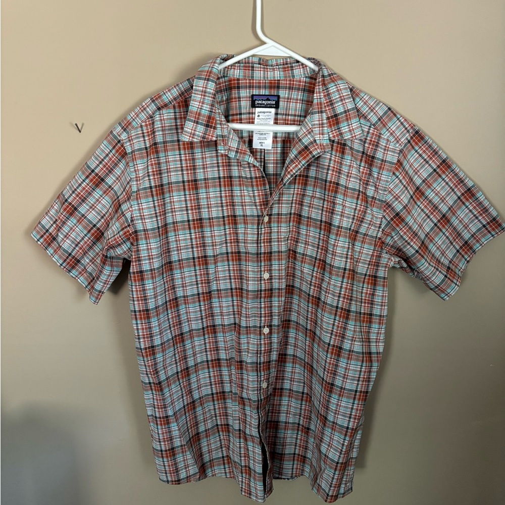 Patagonia Men's Casual Plaid Shirt - Red and Blue